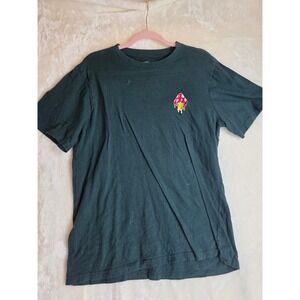 Eighty Brand T Shirt Large Graphic Print Mushroom Drip Cotton Green